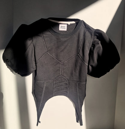 Arsenic Corset Short Sleeve Sweatshirt - Black