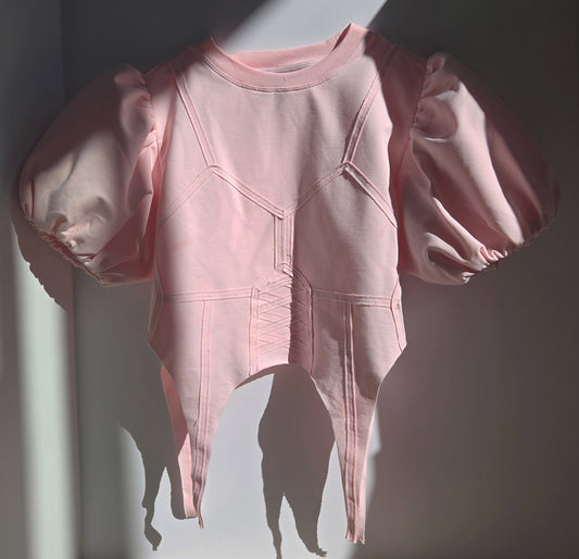 Arsenic Corset Short Sleeve Sweatshirt - Pink