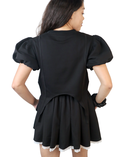 Arsenic Corset Short Sleeve Sweatshirt - Black