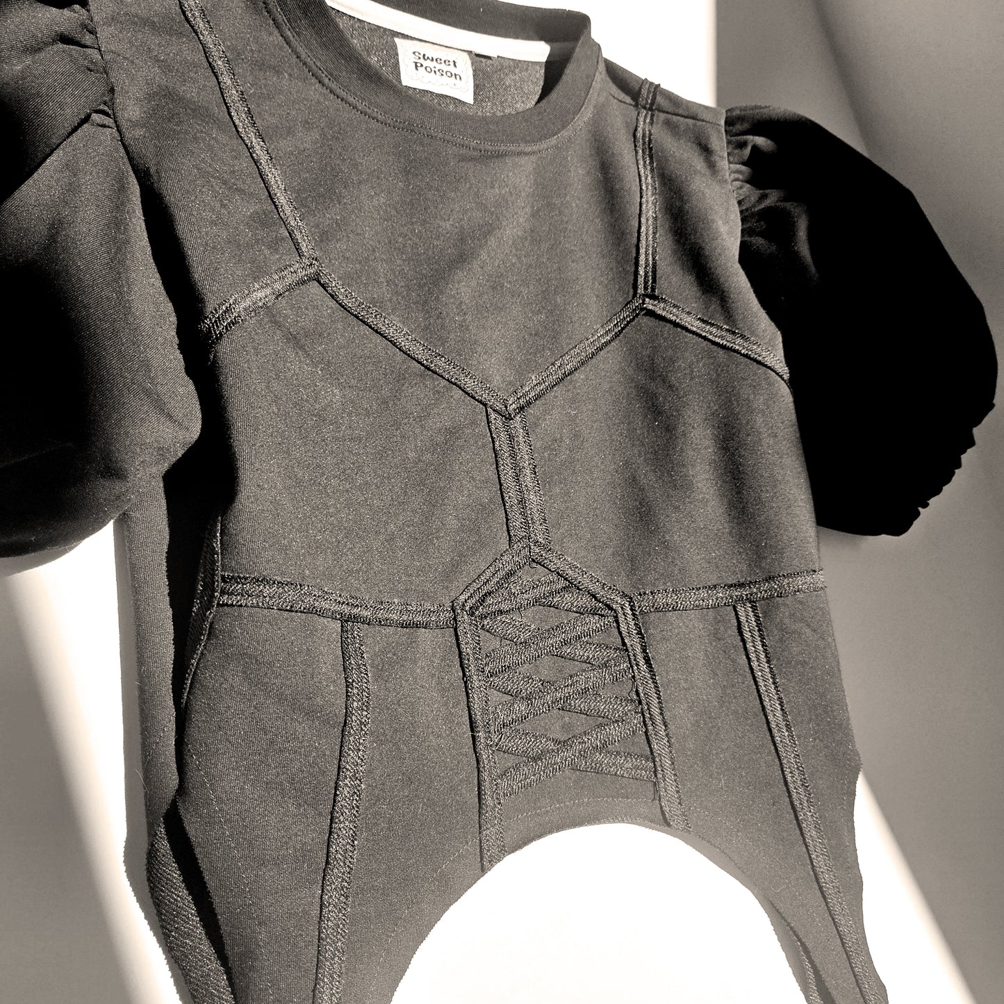Arsenic Corset Short Sleeve Sweatshirt - Black